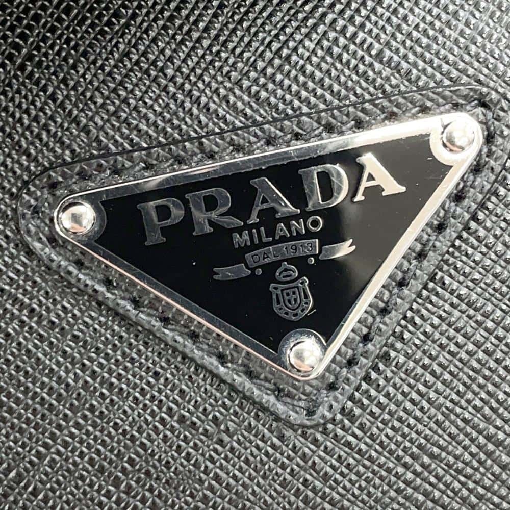 Prada Tote Bag Triangle Logo Saffiano Leather Black - Picture 12 of 12